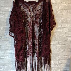 Fringed Red Kimono
